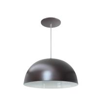 Luminária Pendente Meia Lua 24cm Com Interior Branco Fiação 110/220