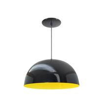 Luminária Pendente Meia Lua 24cm Interior Amarelo Com Fiação 110/220v