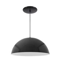 Luminária Pendente Meia Lua 34cm Com Interior Branco Brilho Com Fiação 110/220v