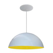 Luminária Pendente Meia Lua 50cm Interior Amarelo Com Fiação 110/220v