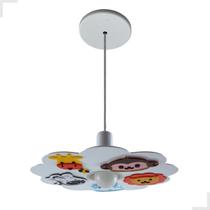 Luminária Pendente Menino(a) Safari branco com bichinhos