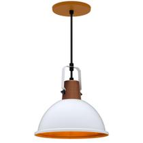 Luminária Pendente Modaza Ditta Pequena, Branco e Marrom