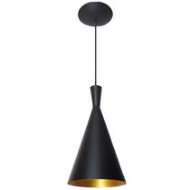 Luminária Pendente Moderna Cone Preto e Cobre Stilo Lustres