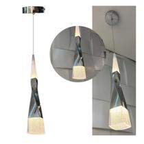 Luminária Pendente Moderno Cabeceira Cromado Prata 7w Luz Amarela 3000k DCD02141