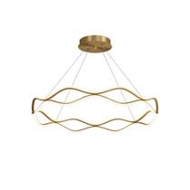 Luminária Pendente Moderno Ondulado Led Dourado 80w 50Cm