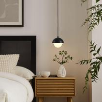 Luminária pendente Modway Eclipse ajustável em vidro opala preto