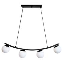 Luminária Pendente Nero Down Preto 4 Globos Leitosos 10Cm Luminária Pendente Nero Down Preto 4 Globos Leitosos 10Cm