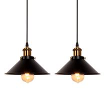 Luminária Pendente Newrays Retrô Ferro Preto Ajustável Kit 2
