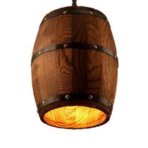 Luminária pendente Newrays Wood Barrel Rustic 24x30cm
