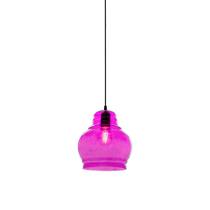 Luminária pendente ondulado bola rosa de 21cm x 22cm