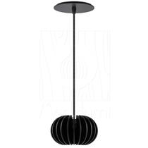Luminária Pendente Onion M Madeira E27 Preto Moderno