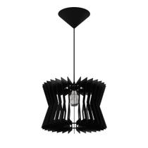 Luminária Pendente Pamplona MDF Bivolt 100W Cabo Ajustável Preta Lenobre Luminária Pendente Pamplona MDF Bivolt 100W Cabo Ajustável Preta Lenobre