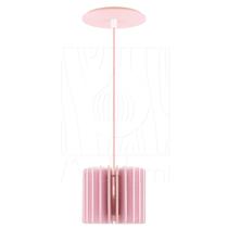 Luminária Pendente Pipe G Madeira E27 Rosa Claro Moderno