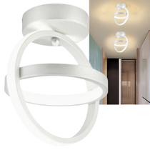 Luminária Pendente Plafon 28cm Redondo de Sobrepor Teto Estilo Industrial 2 Arcos Branco Luz Amarela 3000K Bivolt Para Sala Corredor Quarto Banheiro - Sindora