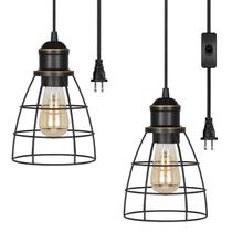 Luminária pendente Plug in DEWENWILS Black Farmhouse Cage, pacote com 2