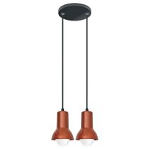 Luminaria pendente premium 2 lampadas preto com cobre- plastico - gazplast