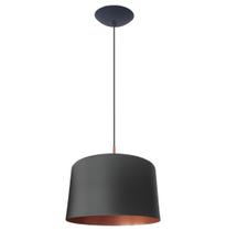 Luminária Pendente Redondo Grande Paris Preto e Cobre Stilo Lustres Luminária Pendente Redondo Grande Paris Preto e Cobre Stilo Lustres