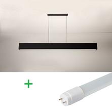 Luminária Pendente Retangular 65cm Preto + 1 Lâmpada TuboLED 9w
