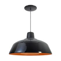 Luminária Pendente Retro 34cm Com Interior Laranja Com Fiação 110/220v Luminária Pendente Retro 34cm Com Interior Laranja Com Fiação 110/220v