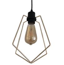 Luminária Pendente Retrô Aramado Bronze Com Lampada Led Filamento