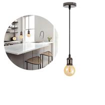 Luminária Pendente Retro Vintage De Metal E Fio PP Com Lâmpada Formato Globo Com Filamento Led G95 Cor 2300K Âmbar Luminária Pendente Retro Vintage De Metal E Fio PP Com Lâmpada Formato Globo Com Filamento Led G95 Cor 2300K Âmbar