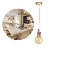 Luminária Pendente Retro Vintage De Metal E Fio PP Com Lâmpada Formato Globo Com Filamento Led G95 Cor 2300K Âmbar Luminária Pendente Retro Vintage De Metal E Fio PP Com Lâmpada Formato Globo Com Filamento Led G95 Cor 2300K Âmbar