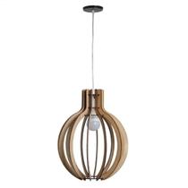 Luminária Pendente Rústica Globo em Madeira