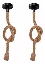 Luminária pendente rústico corda kit com 02 (par)