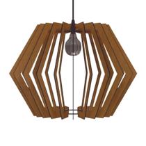 Luminária Pendente Sidney MDF Cabo Ajustável Bivolt Marrom Lenobre