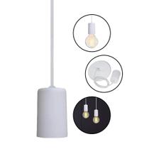 Luminaria Pendente Simples Cabo 80cm Branco Vintage Taschibra Luminaria Pendente Simples Cabo 80cm Branco Vintage Taschibra