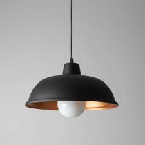 Luminária Pendente Sinuca 1 Lâmpada E27 Preto Juni 127/220v Preto Com Cobre