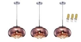 Luminaria Pendente Soho Cristal Legítimo E Vidro Cobre 21cm G9