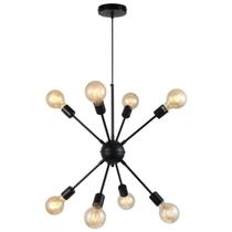 Luminária Pendente Sputnik Preto para 8 Lâmpadas Moderno Luxo Inl74 Luminária Pendente Sputnik Preto para 8 Lâmpadas Moderno Luxo Inl74