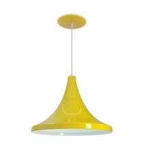 Luminária Pendente Tailandesa Chapéu Com Interior Branco Brilho Com Fiação 110/220v