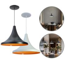 Luminária Pendente Tailandesa Com Interior Laranja Com Fiação 110/220v