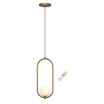 Luminaria Pendente Teto Oval Arco Jabuticaba Dourado + Led