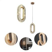 Luminária Pendente Teto Pd1135 Cristal Led Oval Orion Dourado 3 Em 1 Cabeceira Lavabo Cor Da Luz Quente/neutro/frio Cor