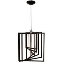 Luminária Pendente Teto Sala Cozinha Moderno Retângulo Preto