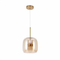 Luminária Pendente Teto Solitário 10w 25cm Dourado e Ambar Lumier