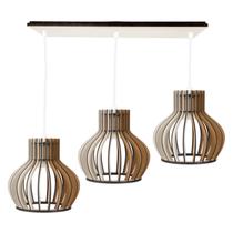 Luminaria Pendente Tripla Circus 15 E27 MDF CQ Desmontada