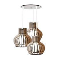 Luminaria Pendente Tripla Circus 15 E27 MDF CR Desmontada
