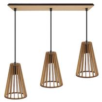 Luminaria Pendente Tripla Koni E27 Madeira MDF CQ Desmontada Luminaria Pendente Tripla Koni E27 Madeira MDF CQ Desmontada