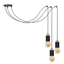 Luminária Pendente Triplo Cabo Pp 5m Soquete E27 Liso Moscou