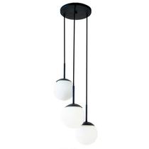 Luminária Pendente Triplo Globo Vidro 12Cm Jabuticaba Preto