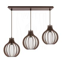 Luminária Pendente Triplo Madeira Bali 20cm CQ Marrom Luminária Pendente Triplo Madeira Bali 20cm CQ Marrom