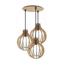 Luminária Pendente Triplo Madeira Bali 20cm CR Rústico Luminária Pendente Triplo Madeira Bali 20cm CR Rústico