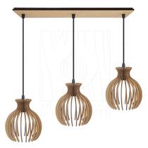 Luminária Pendente Triplo Madeira Nacar 18cm CQ Rústico Luminária Pendente Triplo Madeira Nacar 18cm CQ Rústico