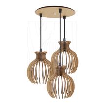 Luminária Pendente Triplo Madeira Nacar 18cm CR Rústico