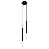 Luminária Pendente Tubo Duplo Difusor Lavabo Preto Dourado Luminária Pendente Tubo Duplo Difusor Lavabo Preto Dourado