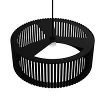 Luminária Pendente Vênus Modelo Ripado Preta em Madeira MDF Bivolt 100W Lenobre Luminária Pendente Vênus Modelo Ripado Preta em Madeira MDF Bivolt 100W Lenobre